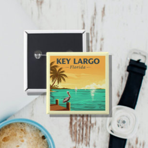 Vintage Key Largo Florida 2 Inch Square Button