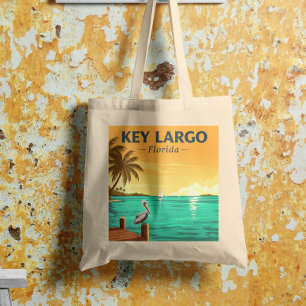 Vintage Key Largo Florida Tote Bag