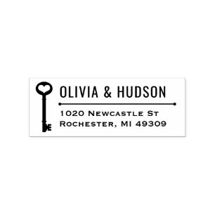 Vintage Key New Home Return Address Rubber Stamp