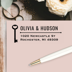 Vintage Key New Home Return Address Self-inking Stamp