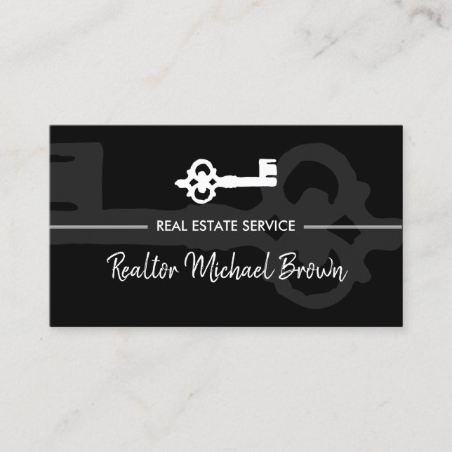 Vintage Key Real Estate Business Card (Front)