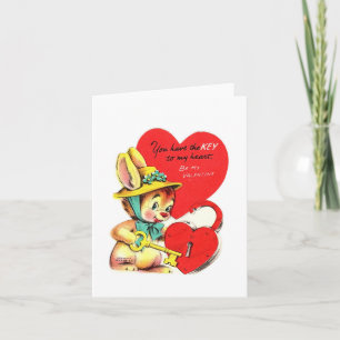 Vintage Key to My Heart Valentine Card