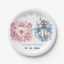 Vintage Key Wax Seal Envelope Gender Reveal