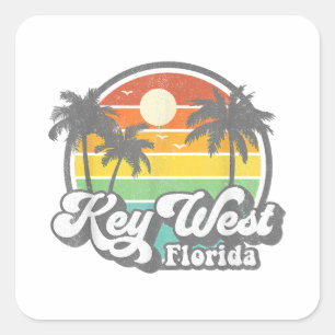 Vintage Key West Florida Keys Retro 70's Beach Vac Square Sticker