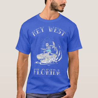 Vintage Key West Florida Keys Skeleton Riding Shar T-Shirt
