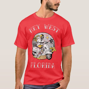 Vintage Key West Florida Skeleton Motor Scooter  T-Shirt