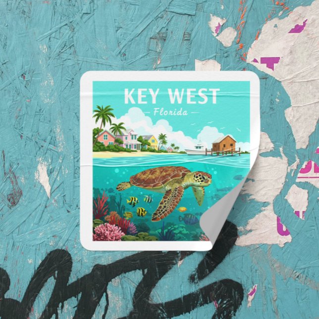 Vintage Key West Florida Square Sticker (Creator Uploaded)