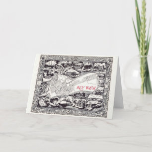 Vintage Key West Illustrated Map Note Card
