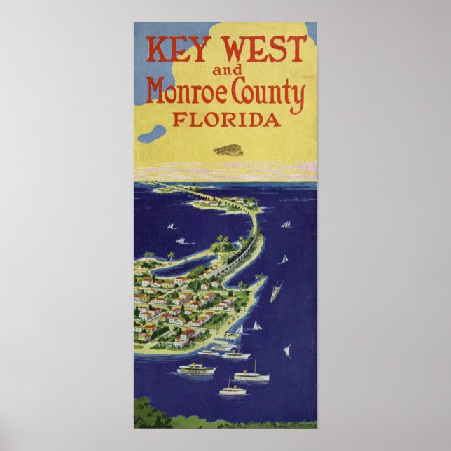 Vintage Key West Monroe County Florida Poster (Front)