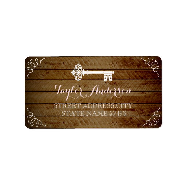Vintage Key Wood Look Address Label (Front)
