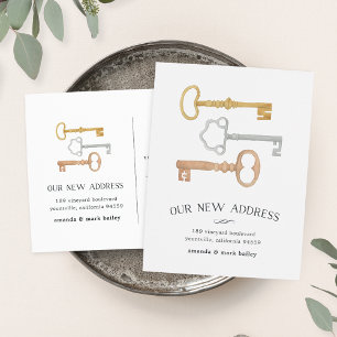 Vintage Keys   Moving Announcement Postcard