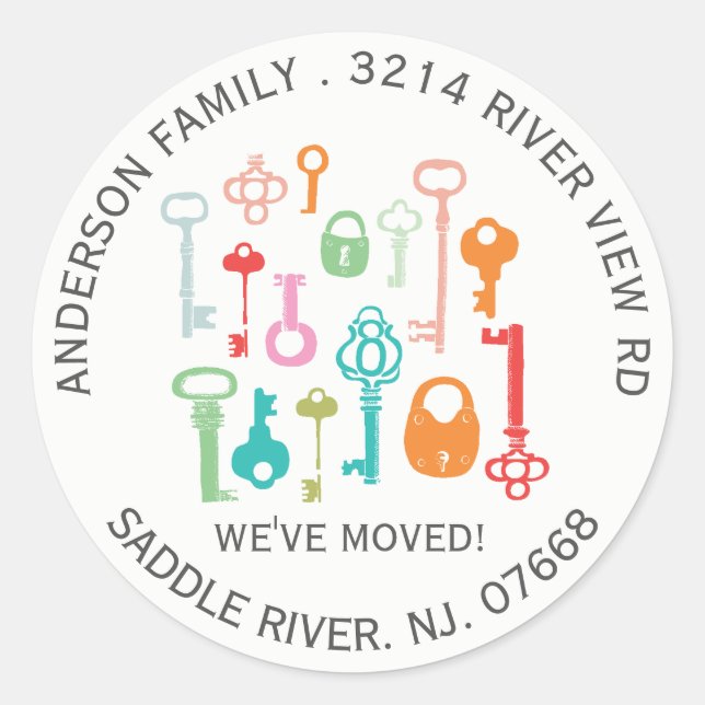 Vintage Keys | New Home Address Label Sticker (Front)