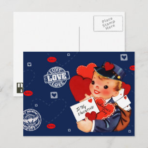 Vintage Kid Postman Valentine's Day Postcards