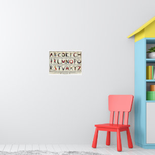 Vintage Kids Alphabet Letters ABC Poster