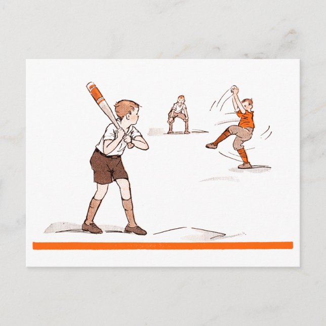 Vintage Kids Boys Baseball Game Postcard (Front)