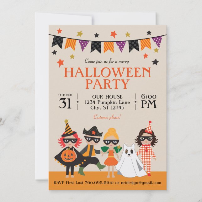 Vintage Kids Halloween Party Invitation (Front)