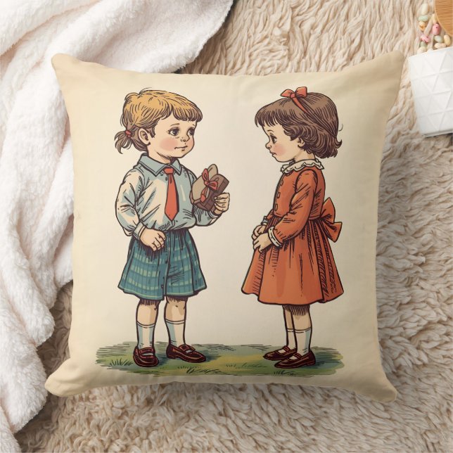 Vintage Kids  Throw Pillow (Blanket)