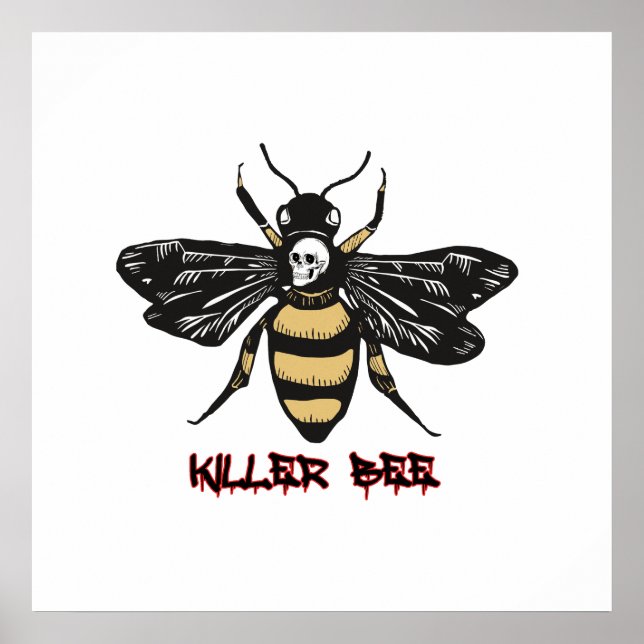Vintage killer bee drawing  24 x 24 poster (Front)