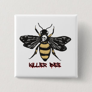 Vintage killer bee drawing 2 inch square button