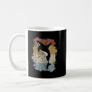 Vintage Killer Whale Art 80s Retro Orca Whale Silh Coffee Mug