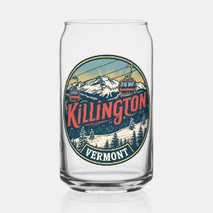 Vintage KILLINGTON Vermont Ski resort mountains Can Glass