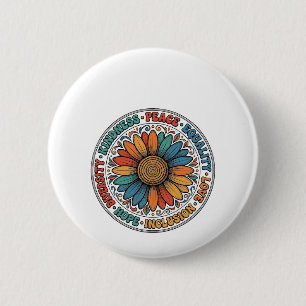 Vintage Kindness Peace Equality Flower Shirt_1 2 Inch Round Button