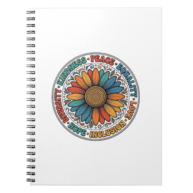 Vintage Kindness Peace Equality Flower Shirt_1 Notebook (Front)