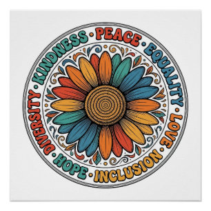 Vintage Kindness Peace Equality Flower Shirt_1 Poster