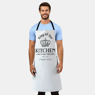 Vintage King of the Kitchen Crown Foodie Dad Men Apron