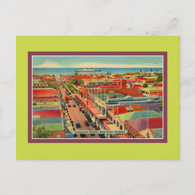 Vintage King Street Kingston Jamaica Postcard (Front)