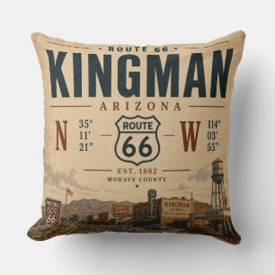 Vintage Kingman Route 66 Home Decor Throw Pillow