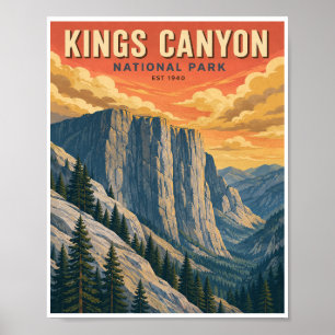 Vintage Kings Canyon National Park Travel Poster
