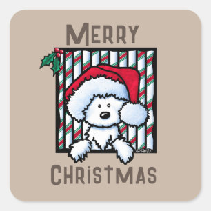 Vintage-KiniArt Westie Dog Christmas Square Sticke Sticker
