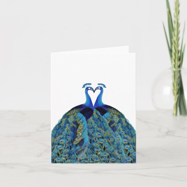 Vintage Kissing Peacocks Mariage Merci (Devant)