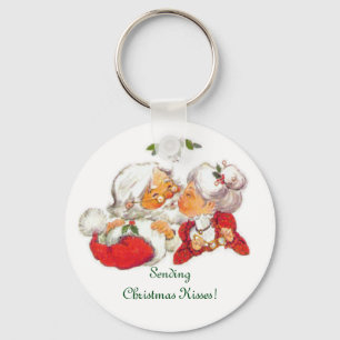 Vintage Kissing Santa Keychain