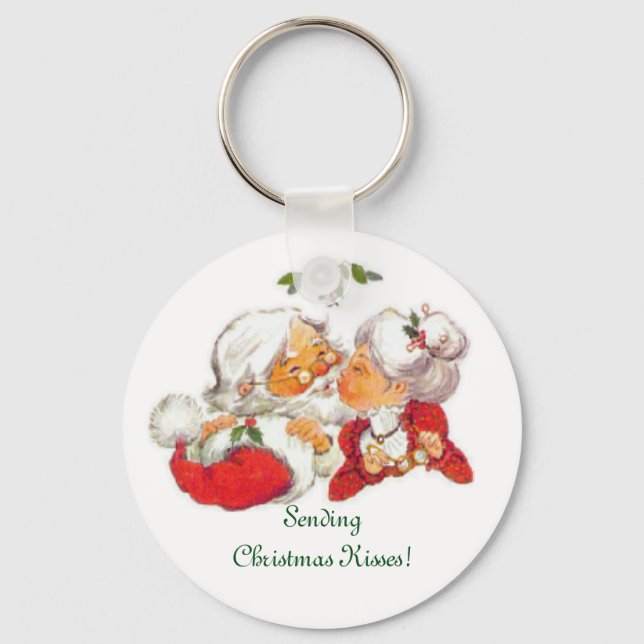 Vintage Kissing Santa Keychain (Front)