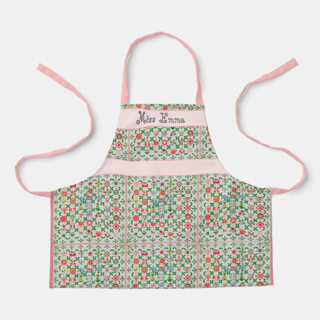 Vintage Kitchen Apron - Quilt Style  - Small (Front)