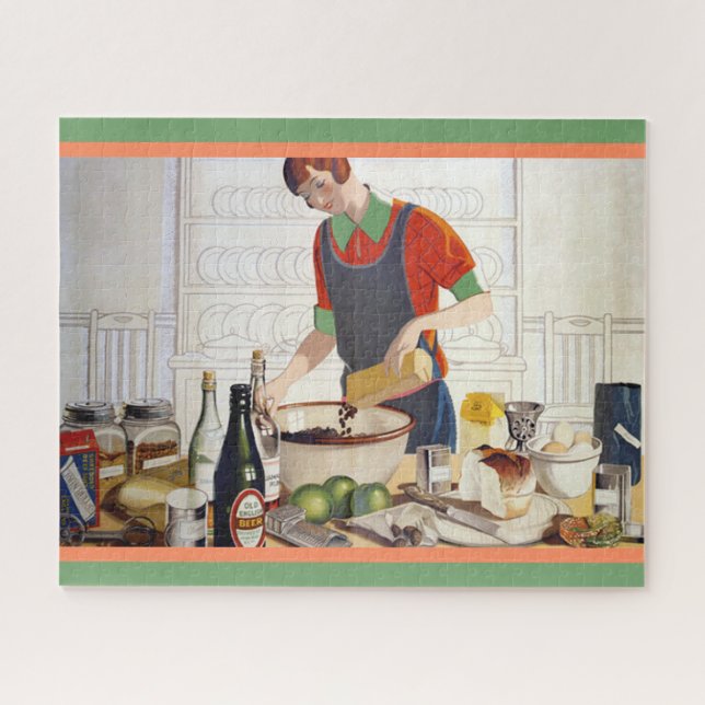 Vintage Kitchen Baking Scene Picture Jigsaw Puzzle (Horizontal)