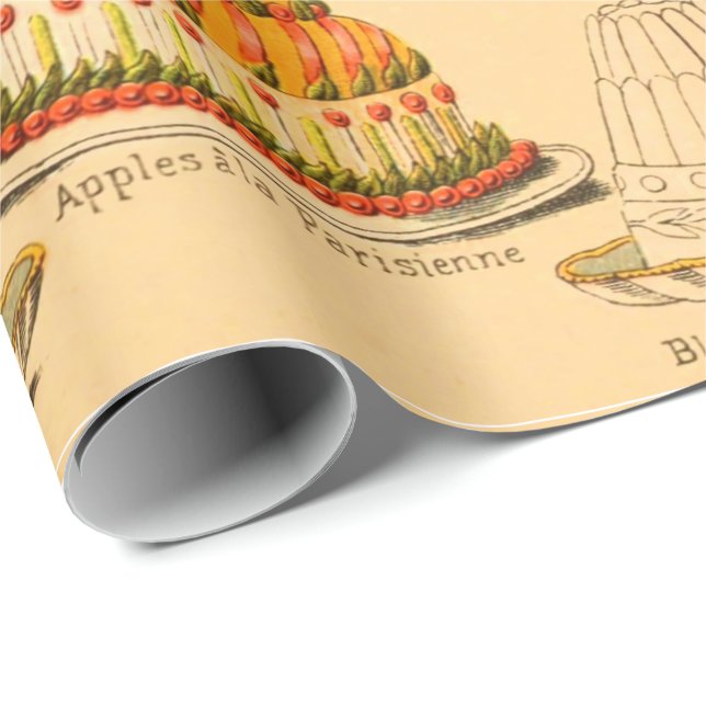 Vintage kitchen dessert illustration chart wrapping paper (Roll Corner)