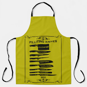 Vintage Kitchen Fish Filleting Knife Chart Apron