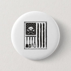 Vintage Kitchen Flag Cooking Utensils Shirt Design 2 Inch Round Button