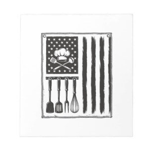 Vintage Kitchen Flag Cooking Utensils Shirt Design Notepad