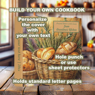 Vintage Kitchen Heirloom Bread Basket Cookbook Binder