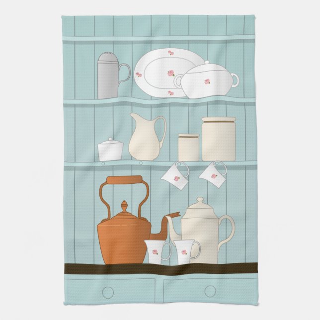 Vintage Kitchen Illustration Kitchen Towel (Vertical)