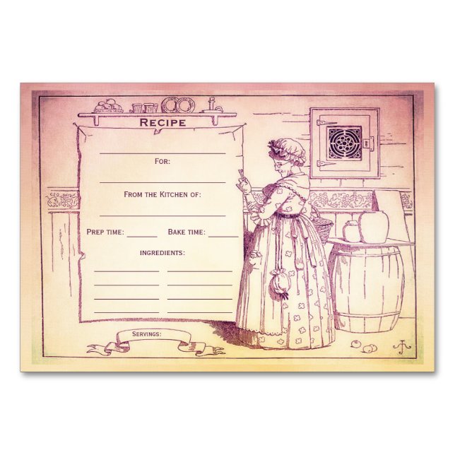 Vintage Kitchen Old Mother Hubbard Recipe Card (Front)