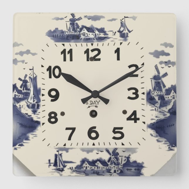 Vintage kitchen square wall clock (Front)