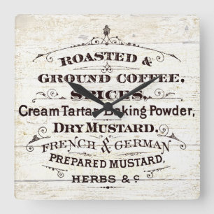 Vintage kitchen square wall clock