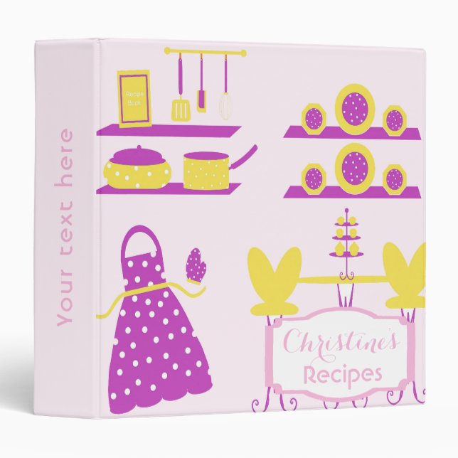 Vintage kitchen style recipe cookbook binder (Front/Spine)