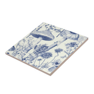 Vintage Kitchen Toile De Jouy Mashroom Pattern Tile