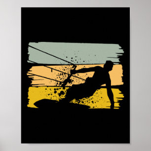Vintage Kite Surfing, Kiteboarding, Kiter, Water S Poster